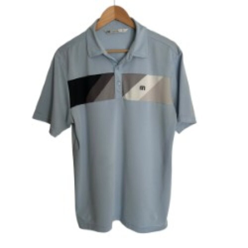 Travis Mathew Light Blue Golf Polo Shirt Medium